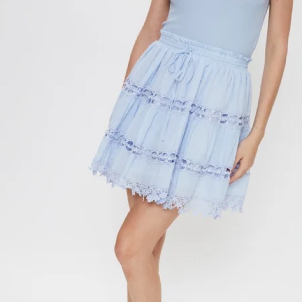 Ally Blue Cotton Lace Skater Skirt - Picture 2 of 5